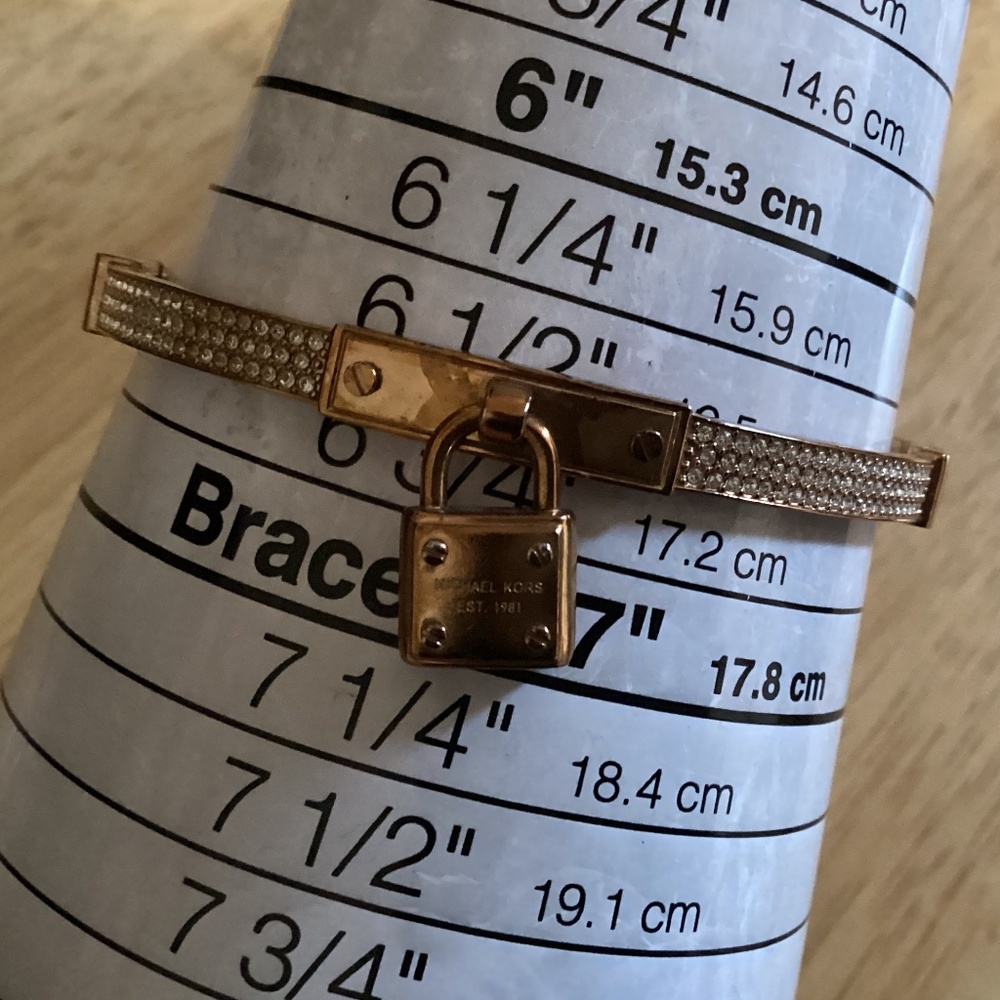 Michael Kors Crystal Hinged Rose Gold-tone Bangle Bracelet